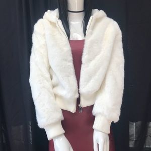 Faux-Fur Jacket With hoodie